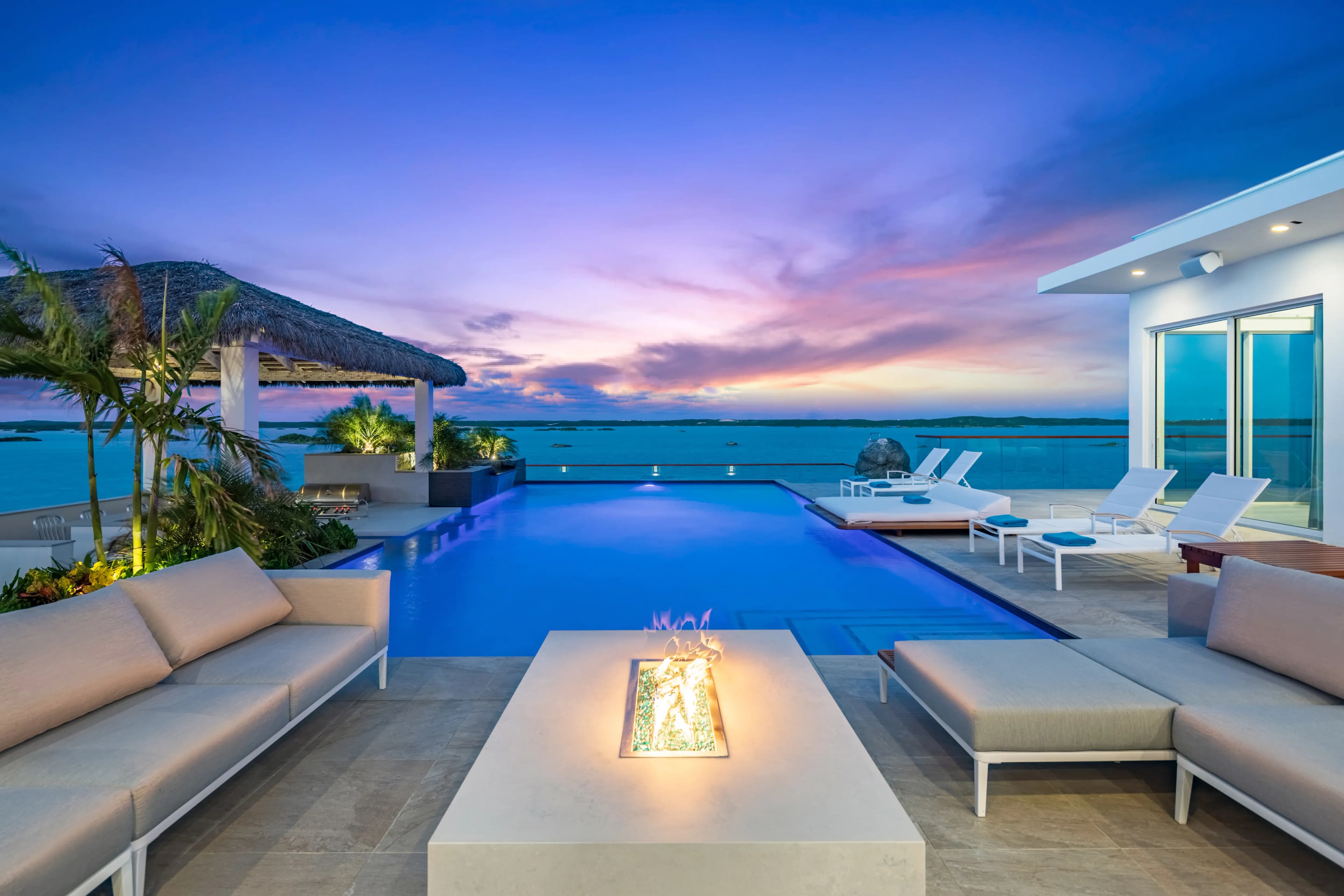 Pool and terrace overlooking the sea