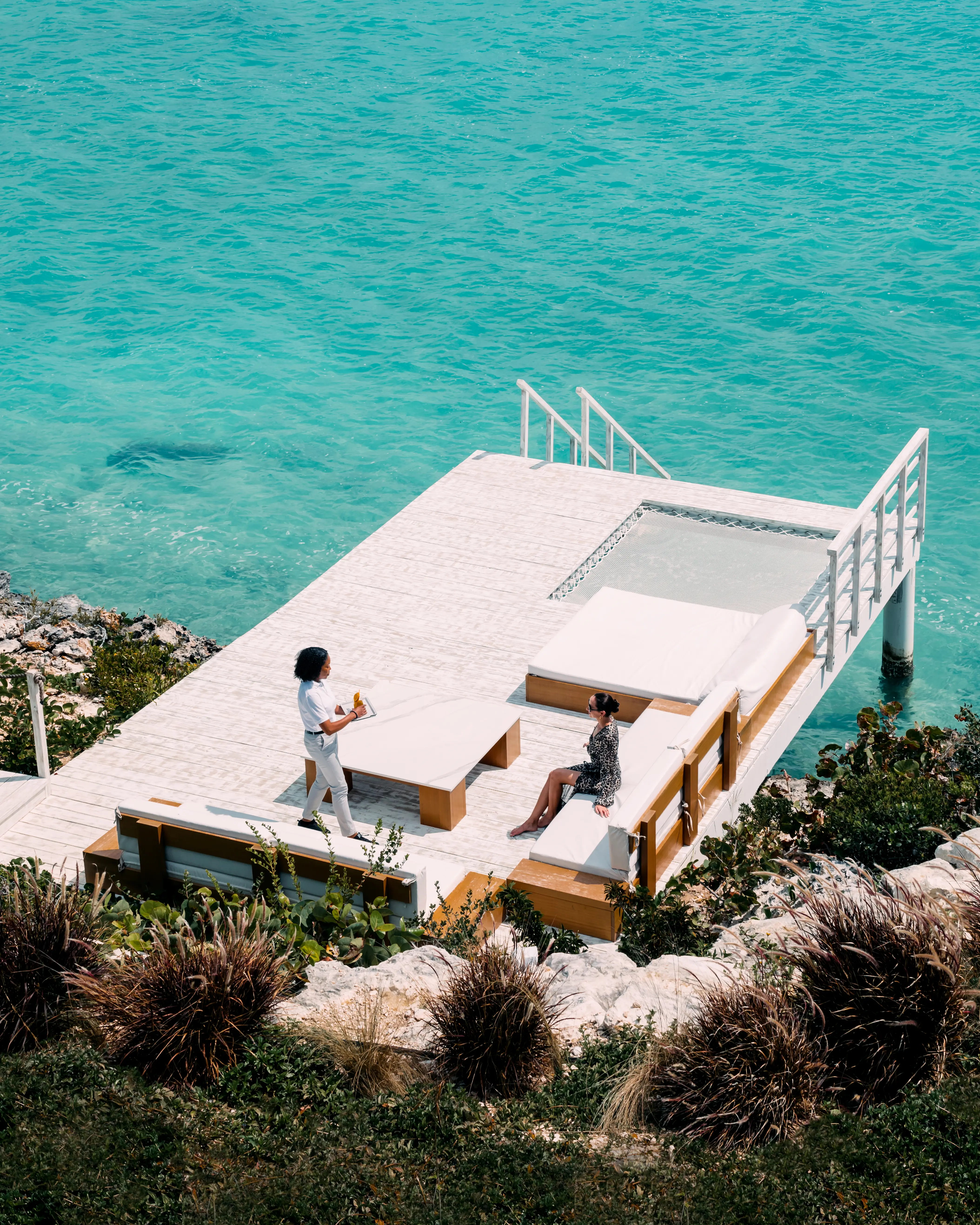 Aerial view of the overwater dock